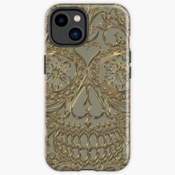 Tete de mort dorée Coque antichoc iPhone