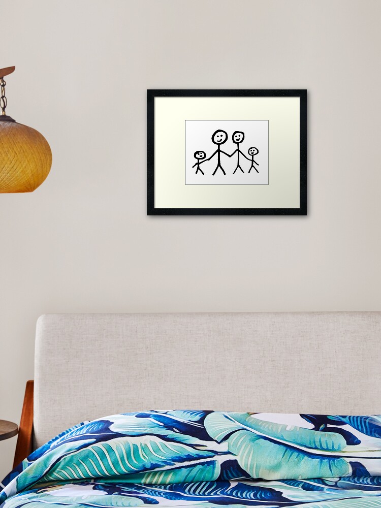 Family stick figure drawing Mounted Print by quali-shirts