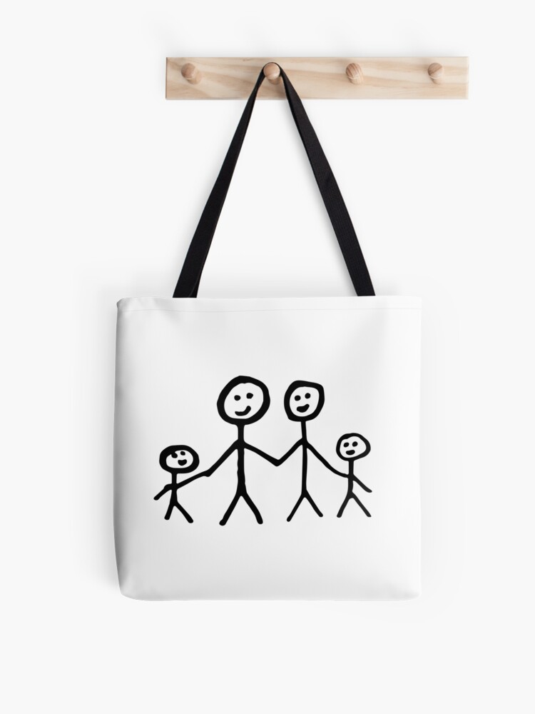 Family stick figure drawing Mounted Print by quali-shirts