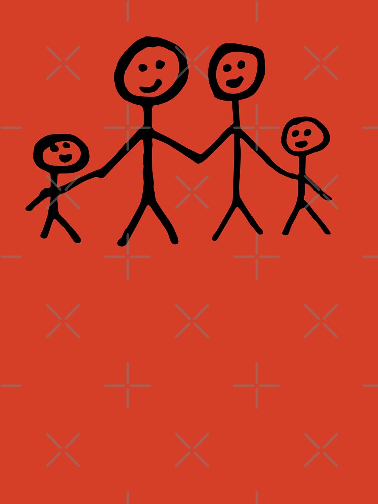 Family stick figure drawing Mounted Print by quali-shirts