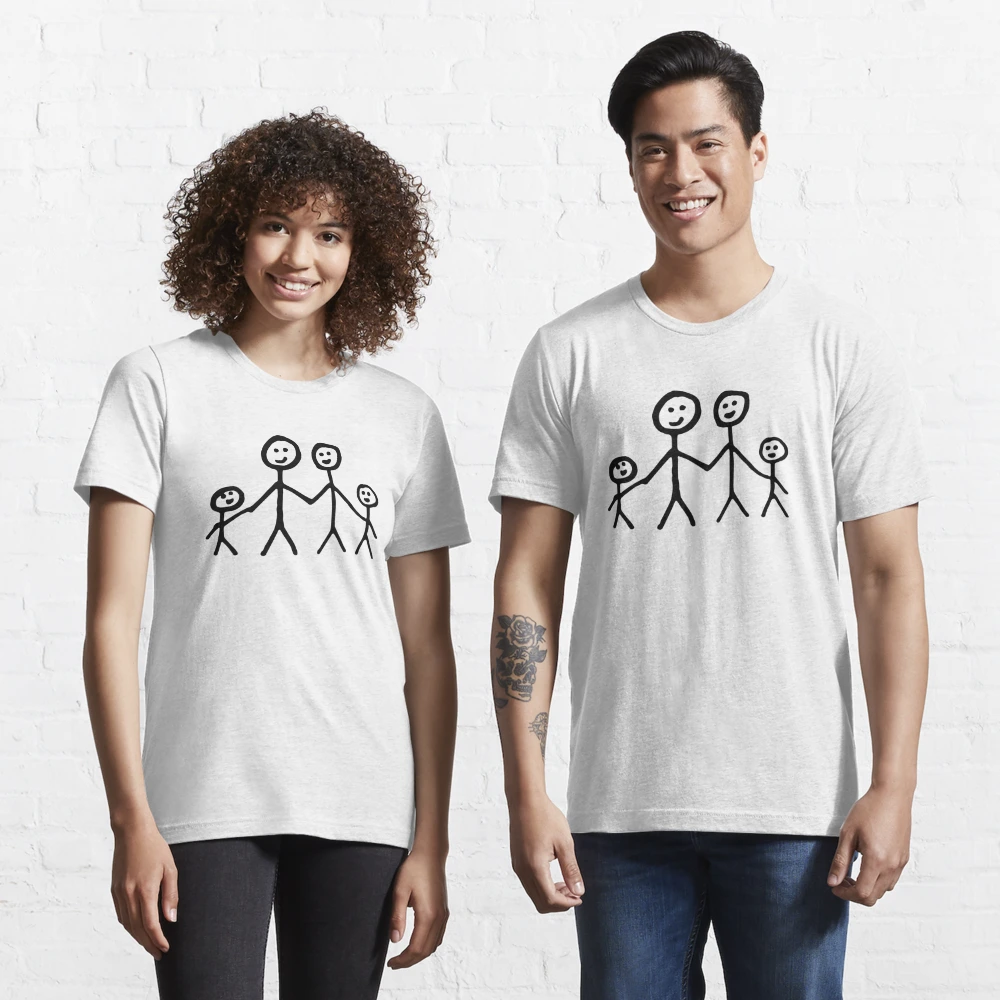 Family stick figure drawing Mounted Print by quali-shirts