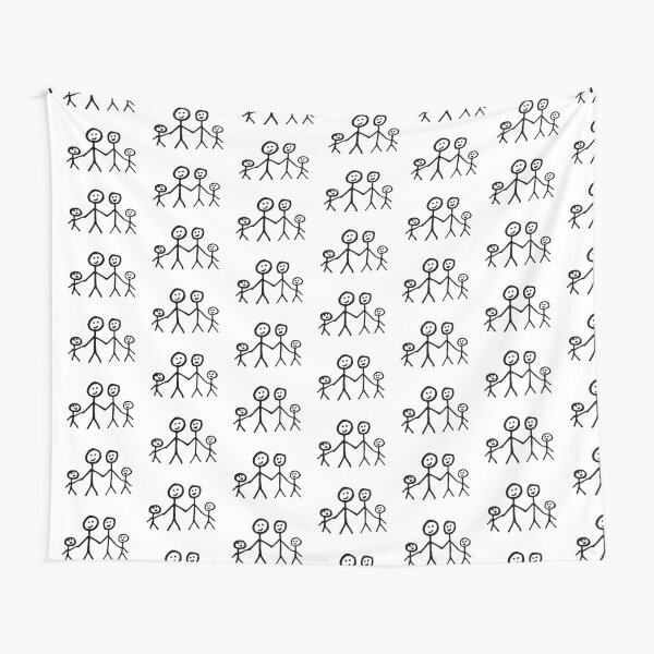 Family stick figure drawing Mounted Print by quali-shirts