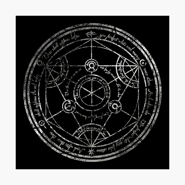 Human Transmutation Circle - silver grunge Photographic Print