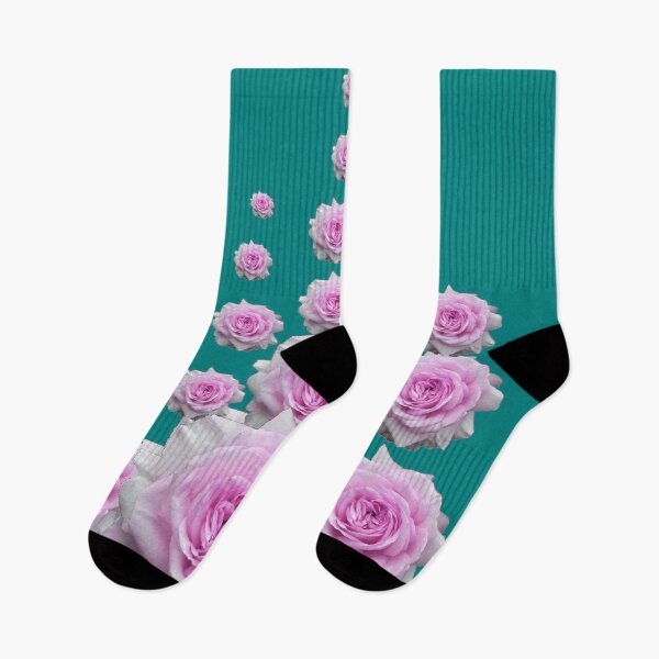 Item preview, REGAL PINK ROSES ROSES GARDEN ON TEAL COLOR ART designed and sold by sharlesart.