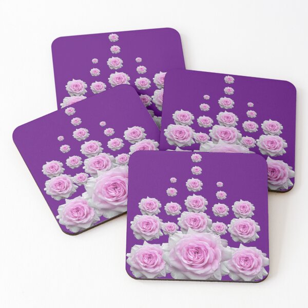 Item preview, REGAL PINK ROSES ROSES GARDEN ON AMETHYST PURPLE COLOR ART designed and sold by sharlesart.