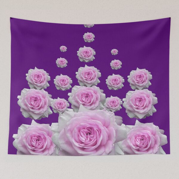 Item preview, REGAL PINK ROSES ROSES GARDEN ON AMETHYST PURPLE COLOR ART designed and sold by sharlesart.