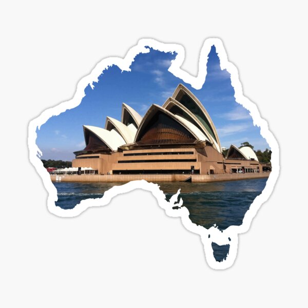 Australia with Sidney's opera house Sticker