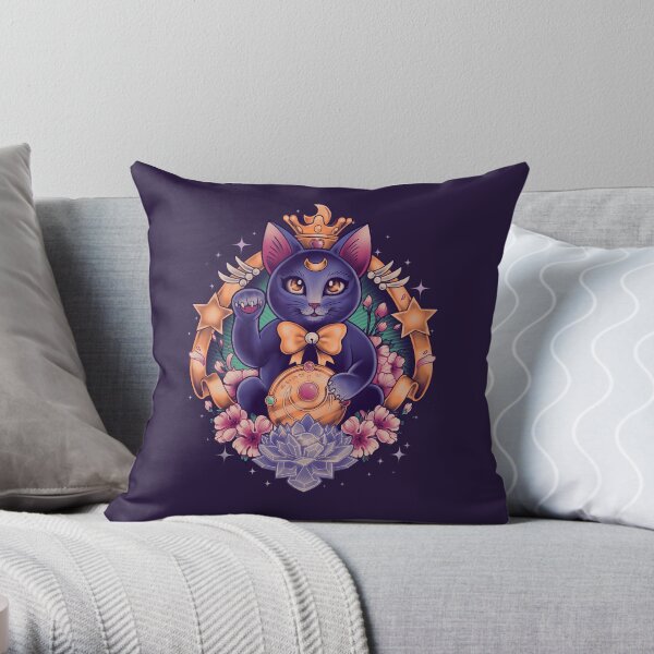 Maneki Luna Throw Pillow