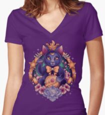 Maneki Luna Women's Fitted V-Neck T-Shirt