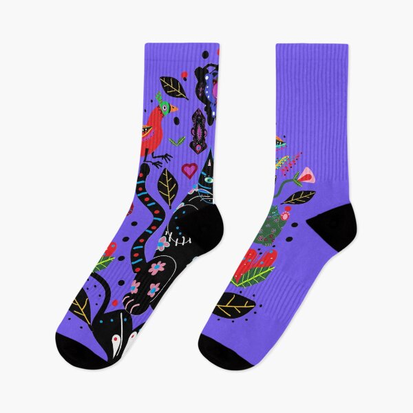 Item preview,  folk black kitty (purple background) designed and sold by AWAarts.