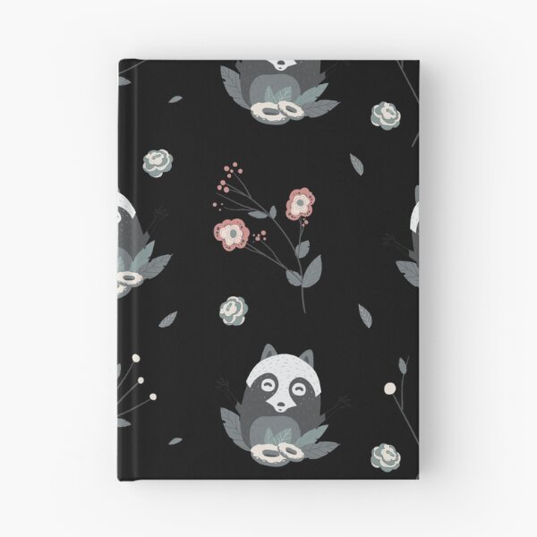 Item preview, Cute Raccoon Winter Wonderland Seamless Pattern - Black Background designed and sold by MysticMagpie.