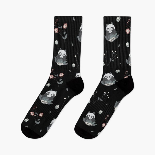 Item preview, Cute Raccoon Winter Wonderland Seamless Pattern - Black Background designed and sold by MysticMagpie.