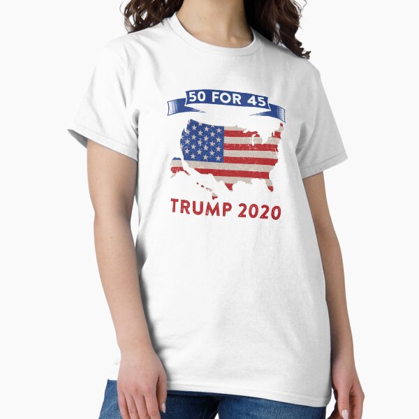 Vista previa del artículo con la obra «Donald Trump 2020, 50 Estados por 45», diseñado y vendido por Drepicter.