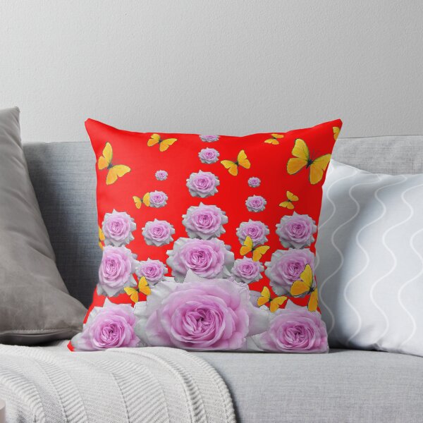 Item preview, YELLOW BUTTERFLIES & REGAL PINK ROSES ROSES RED GARDEN  designed and sold by sharlesart.