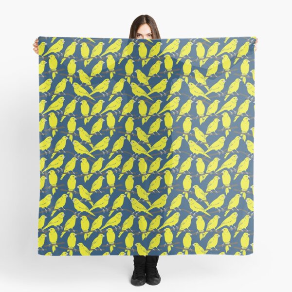 Yellow and Teal Blue Canary Print Scarf