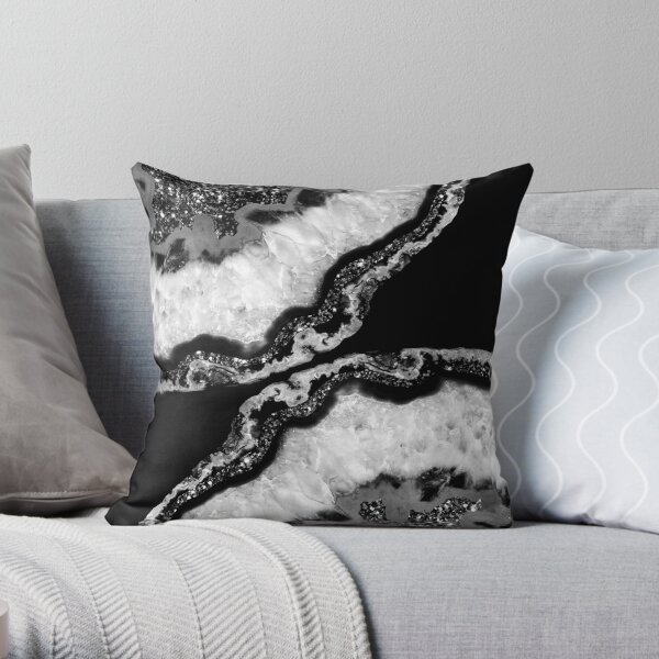 Yin Yang Agate Glitter Glam #4 (Faux Glitter) #gem #decor #art Throw Pillow