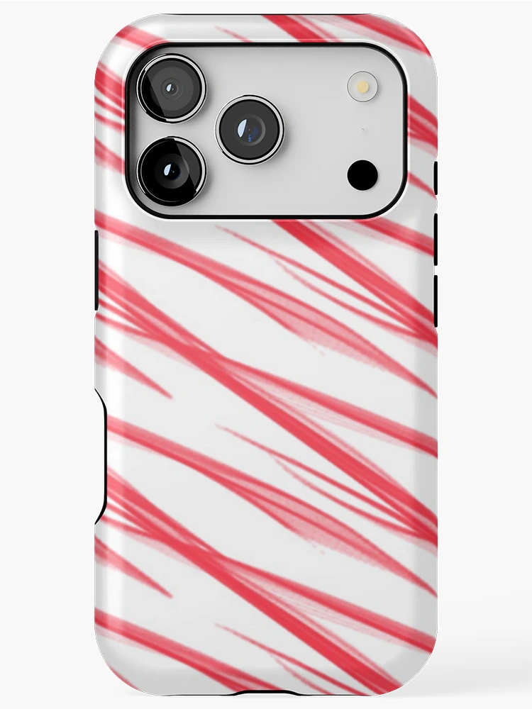 Thumbnail 1 of 4, iPhone Case, Red and White Abstract Ribbon Pattern designed and sold by Poetic Patterns Studio.