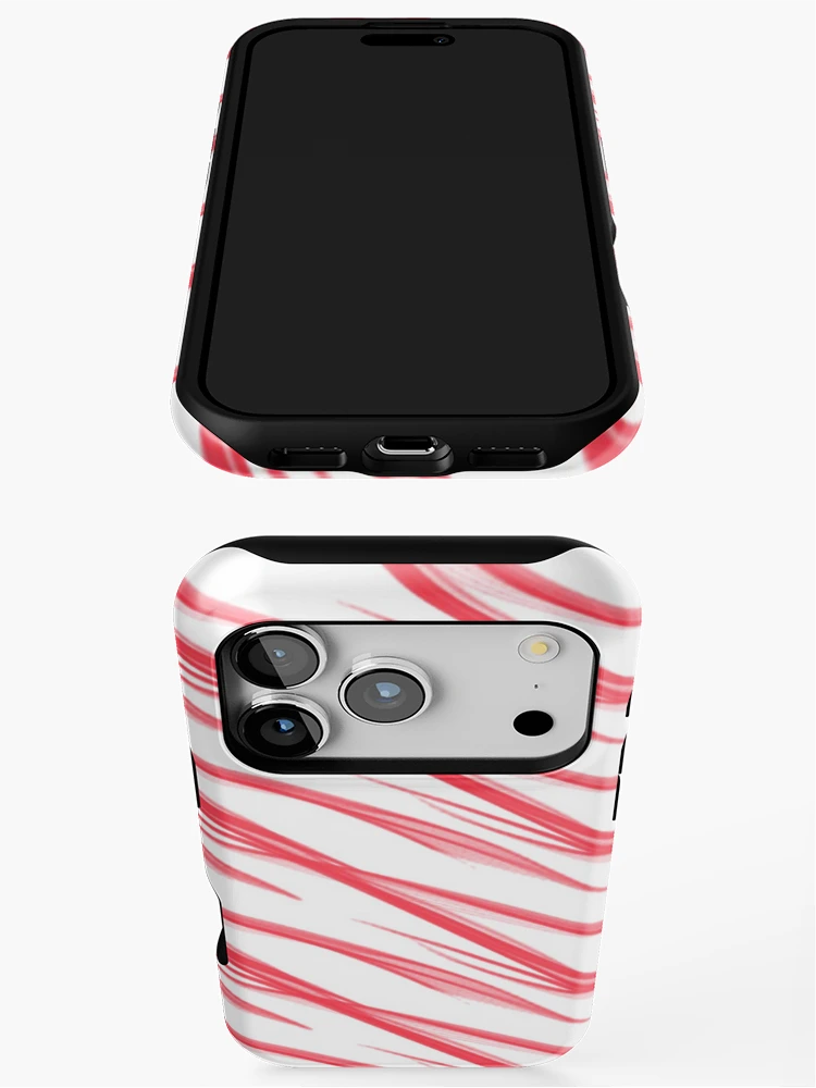 Thumbnail 3 of 4, iPhone Case, Red and White Abstract Ribbon Pattern designed and sold by Poetic Patterns Studio.