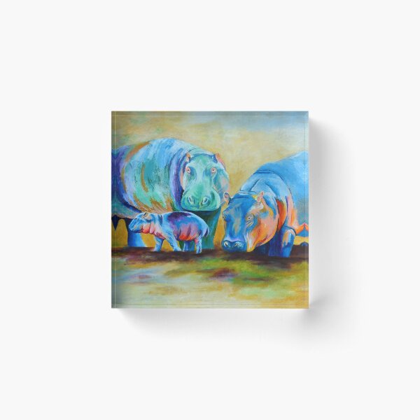 Happy Hippos Acrylic Block