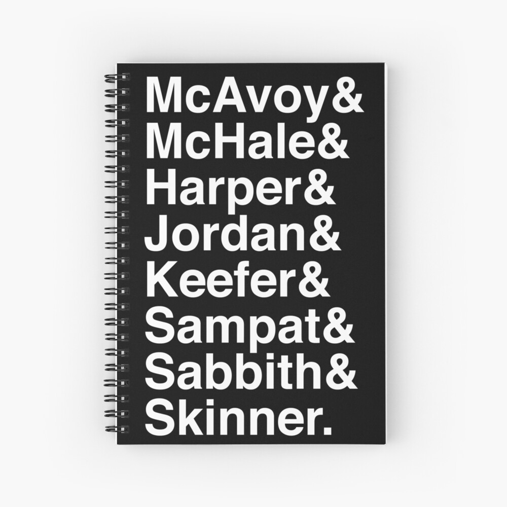 "The Newsroom Last Names (White text)" Spiral Notebook by
