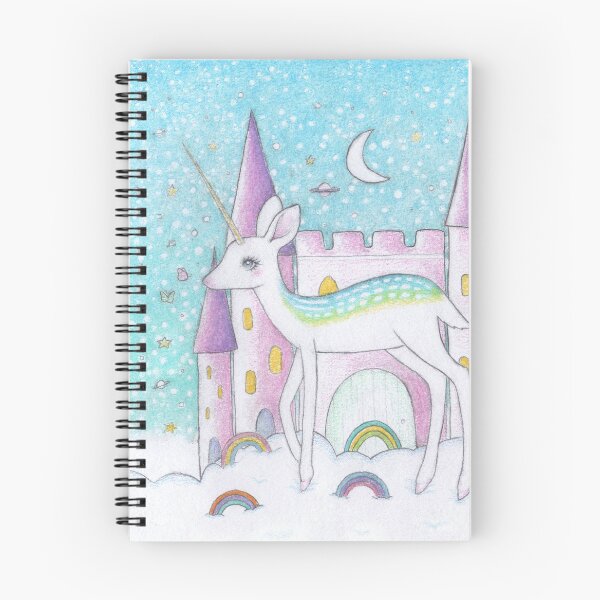 Item preview, Fairytale Unicorn Fawn Winter Snowy Sky Rainbow Kingdom  designed and sold by OceanVixen.