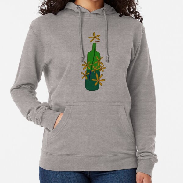 A green bottle with a flower in it Lightweight Hoodie
