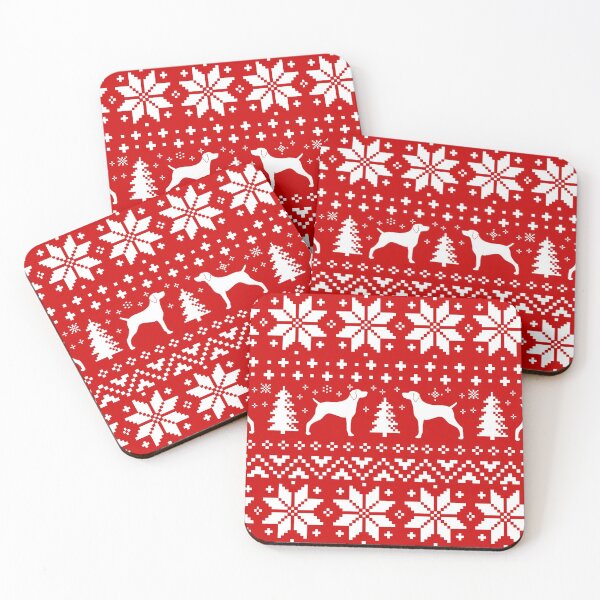 Item preview, Weimaraner Silhouettes Red and White Christmas Holiday Pattern designed and sold by Jenn Inashvili.