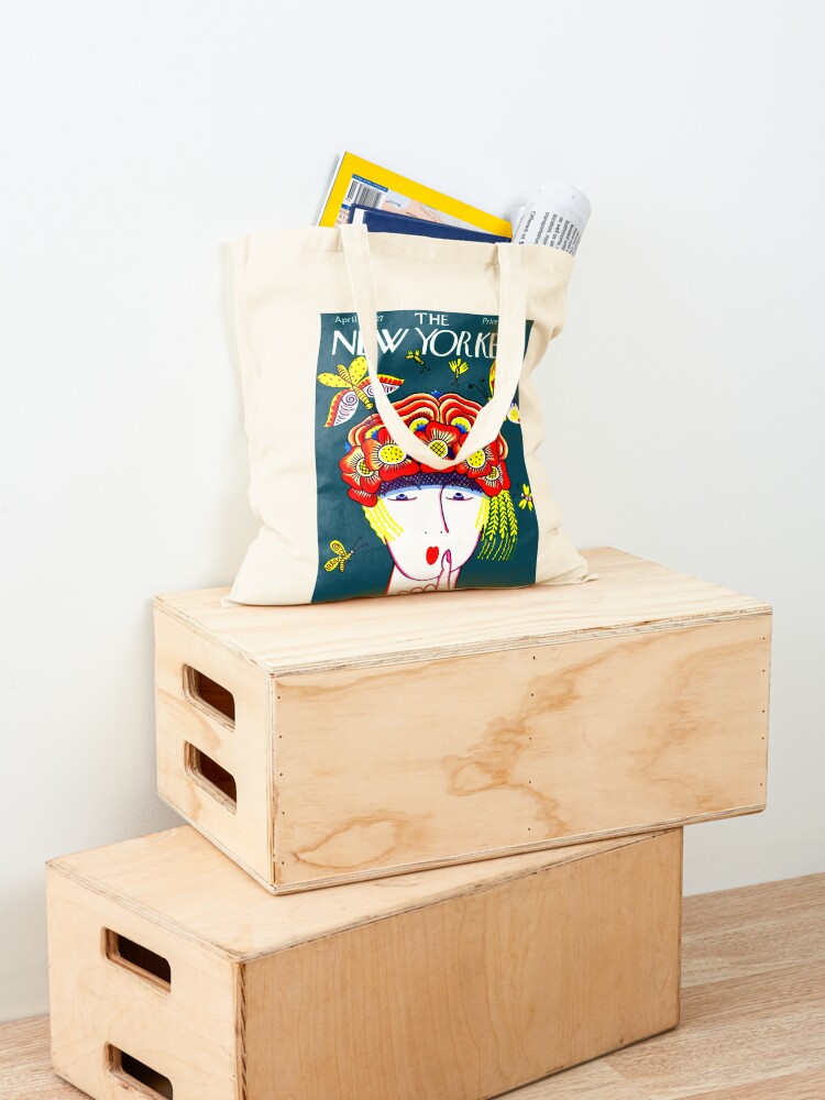 Alternate view of NEW YORKER : Vintage 1927 Flower Hat with Butterfies Print Tote Bag