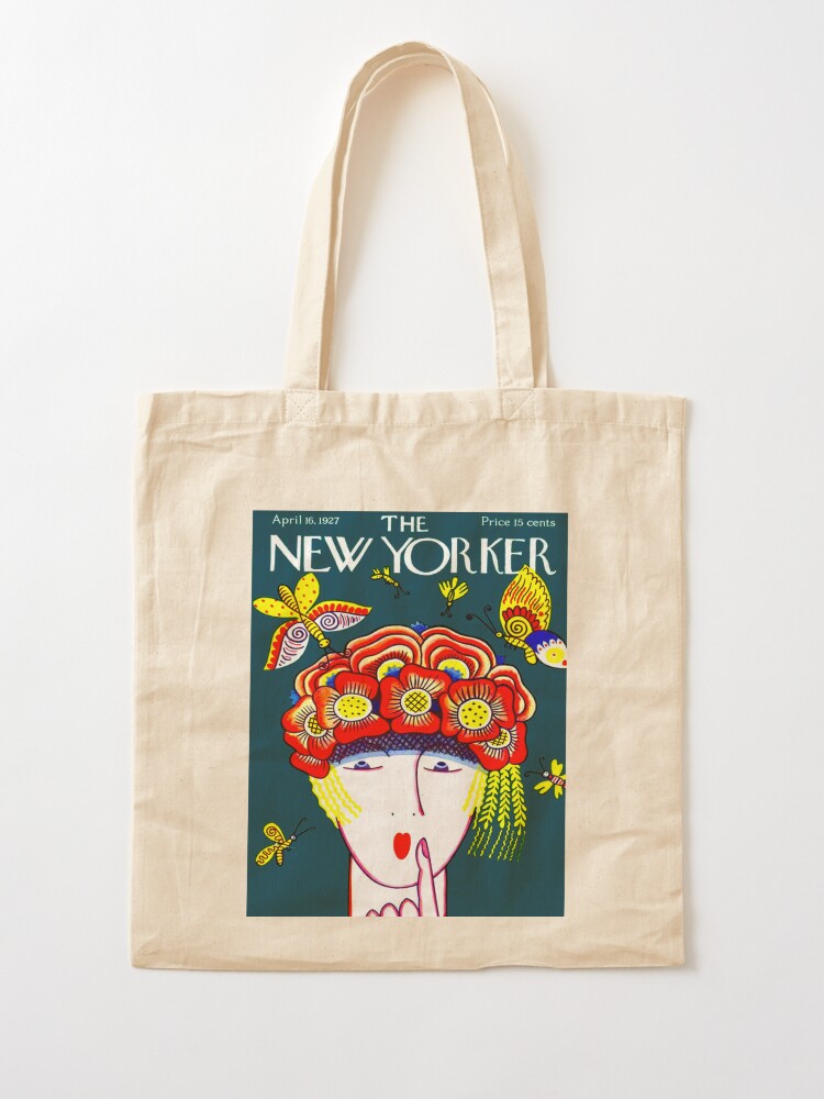 Alternate view of NEW YORKER : Vintage 1927 Flower Hat with Butterfies Print Tote Bag