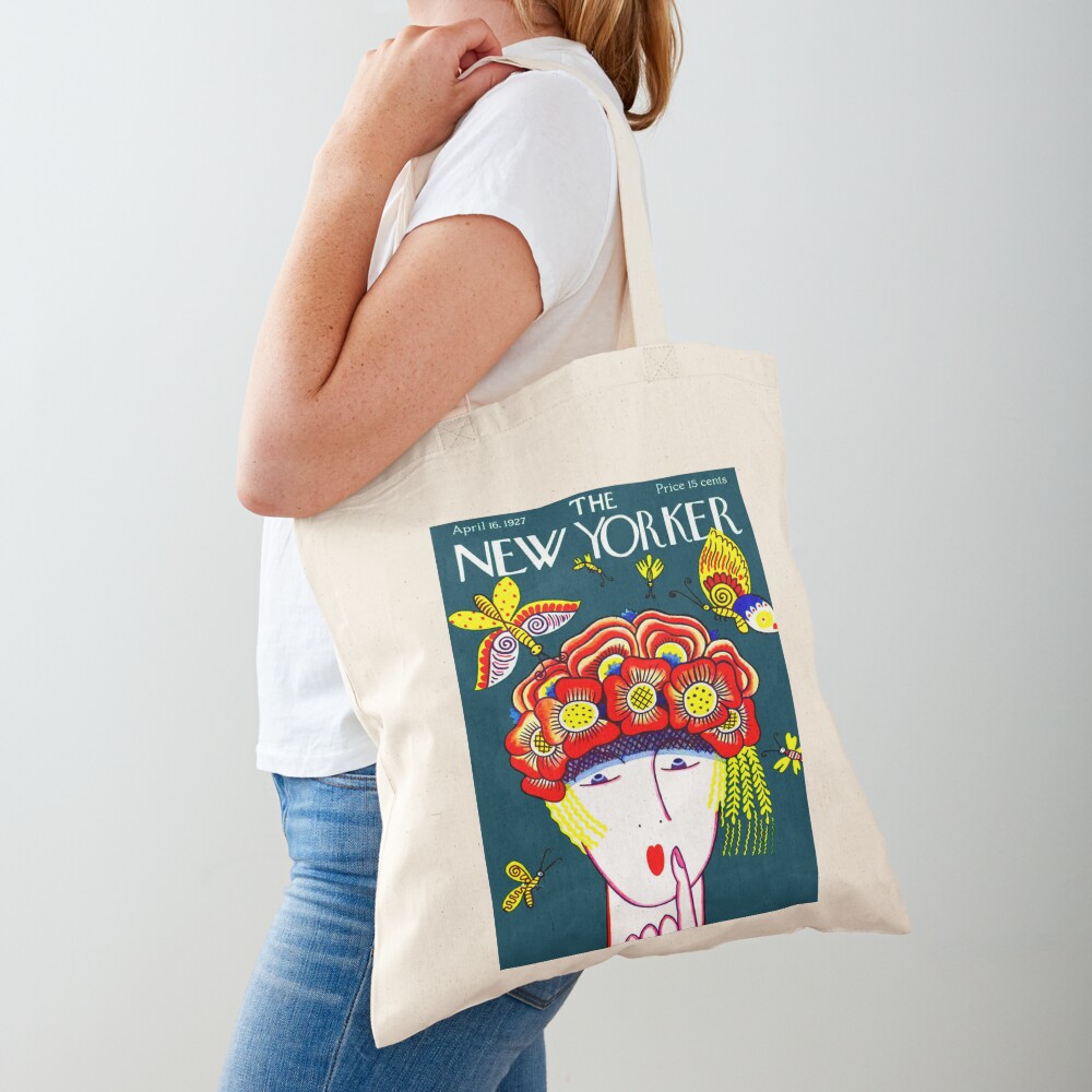 NEW YORKER : Vintage 1927 Flower Hat with Butterfies Print Tote Bag