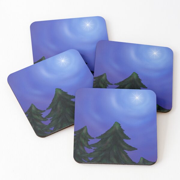 Item preview, painting christmas star shining above fir at night designed and sold by Jonah Augustin Gray.