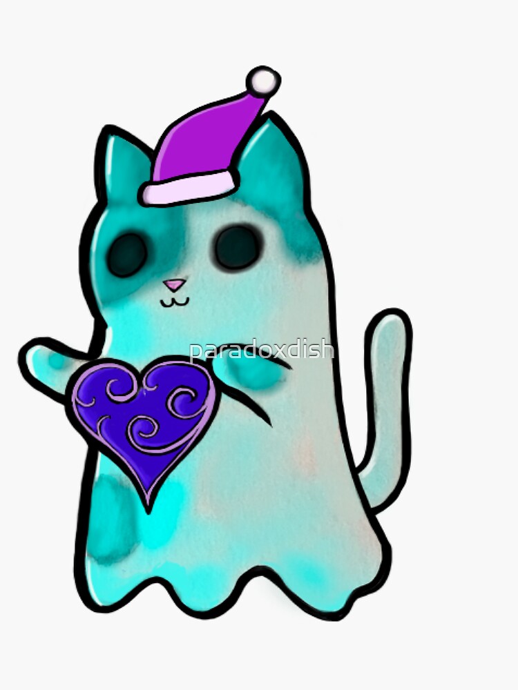 Santa Ghost Kitty by paradoxdish