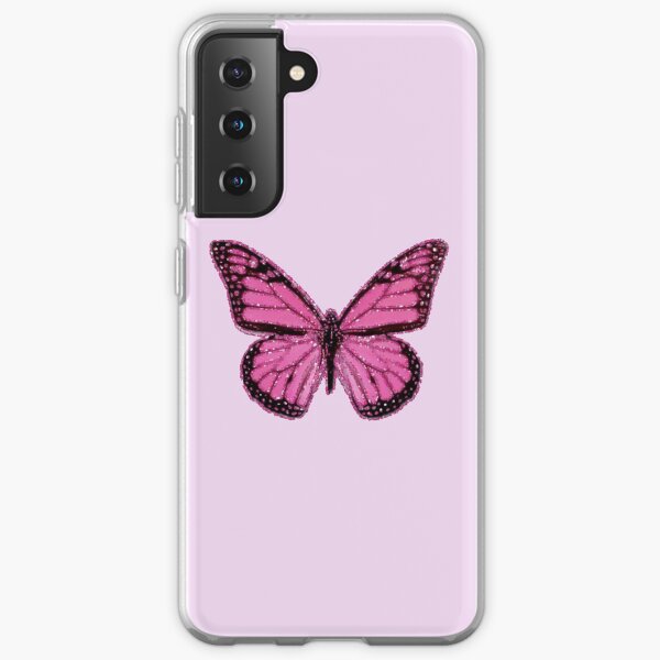 Pink Glittery Butterfly Samsung Galaxy Soft Case