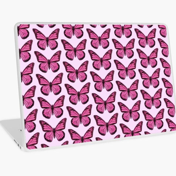 Pink Glittery Butterfly Laptop Skin