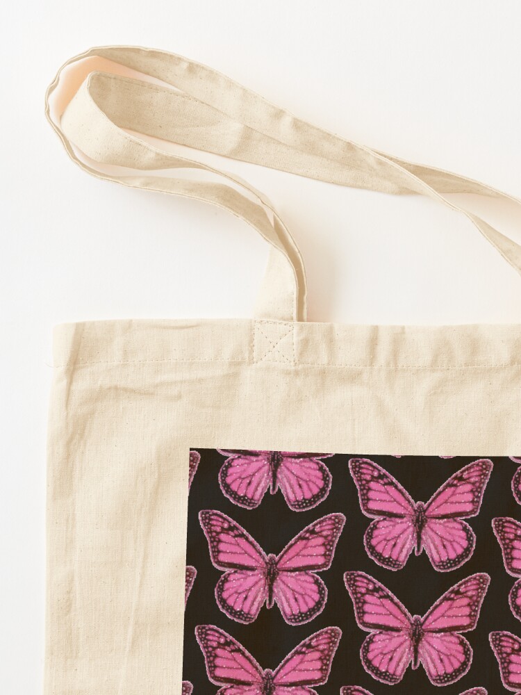 Pink Glittery Butterfly Tote Bag For Sale By Cinlali Redbubble
