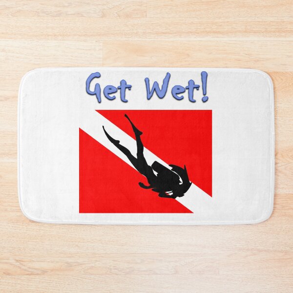 Item preview, GET WET scuba diving flag with diver designed and sold by SumoShark.
