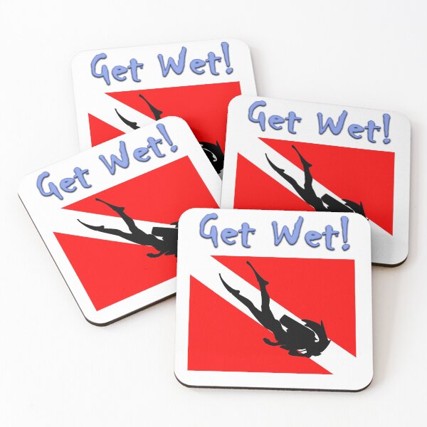 Item preview, GET WET scuba diving flag with diver designed and sold by SumoShark.