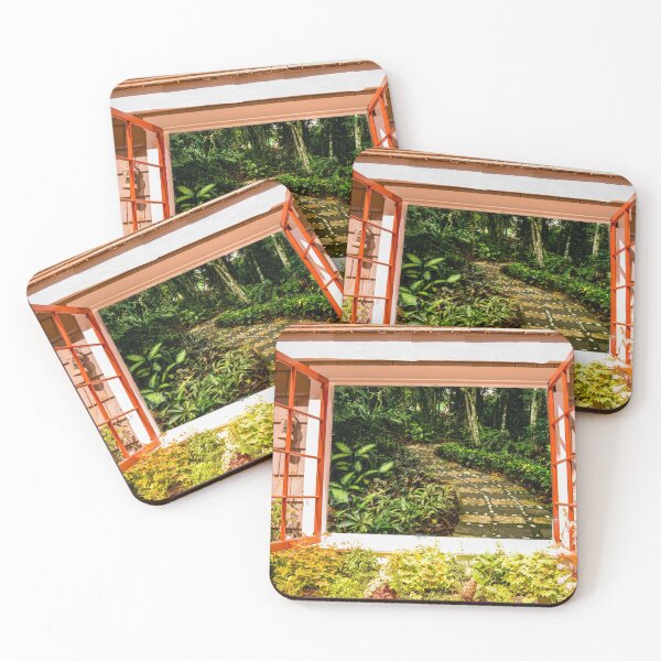 Item preview, Cottage window Tropical Rainforest path view designed and sold by articlave.