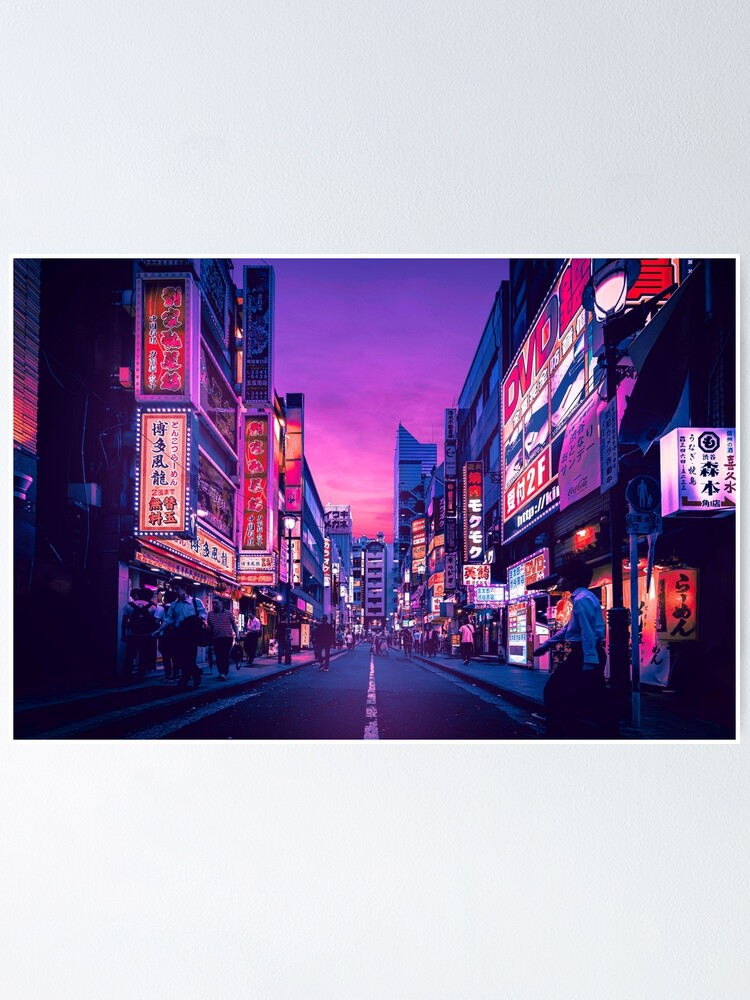 Tokyo Neon Aesthetic Poster By Chidees Redbubble