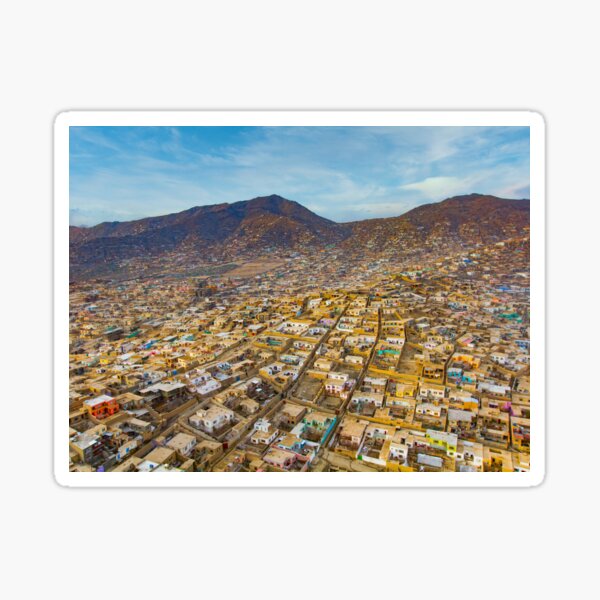 Kabul Afghanistan Homes Along Mountainside Sticker