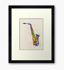Saxophone Abstract Watercolor Framed Print
