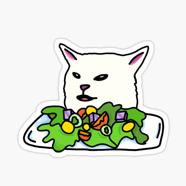 "salad cat meme" Sticker by caitlinbhag Redbubble