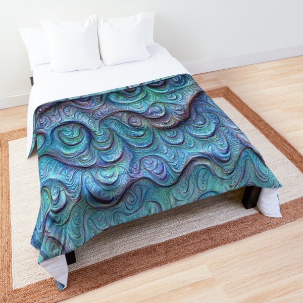 Frozen sea liquid lines and waves #DeepDream Comforter