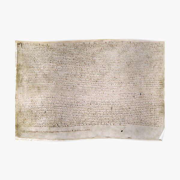 Magna Carta Exemplification of 1215 Cotton MS Augustus II Poster