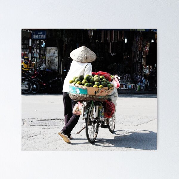 Item preview, Vietnamese woman street vendor with conical hat, Hanoi designed and sold by Travelling Homebody.