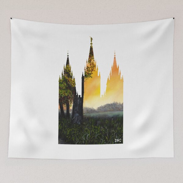 Artikelvorschau, Salt Lake LDS Temple Sunset durch Baum-Schattenbild entworfen und verkauft von DSC Arts.