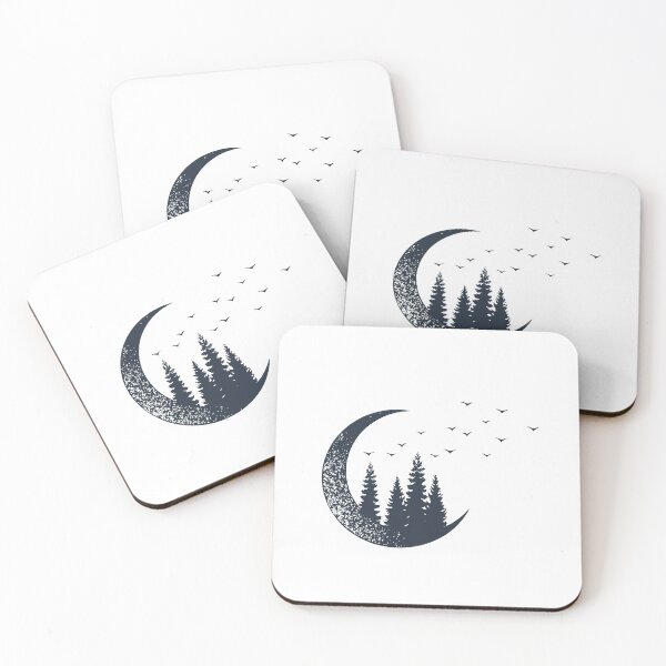 Item preview, Nature Aesthetic: Mountains, Moon, Firs, Birds, and Sky designed and sold by Givemepoison.