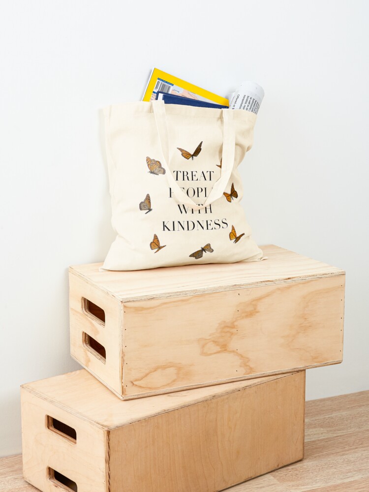 Alternate view of TREAT PEOPLE WITH KINDNESS BUTTERFLIES (HARRY STYLES) Tote Bag