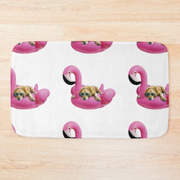 Item preview, Sunglass Dog and Pink Flamingo Floatie designed and sold by dreamdrawer15.