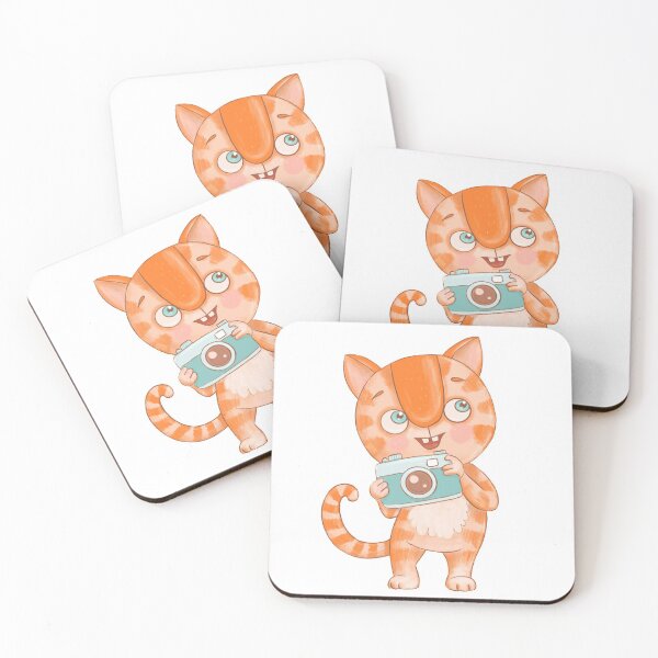 Item preview, A cute ginger tabby cat is holding a camera in his hands designed and sold by MayyaIva.